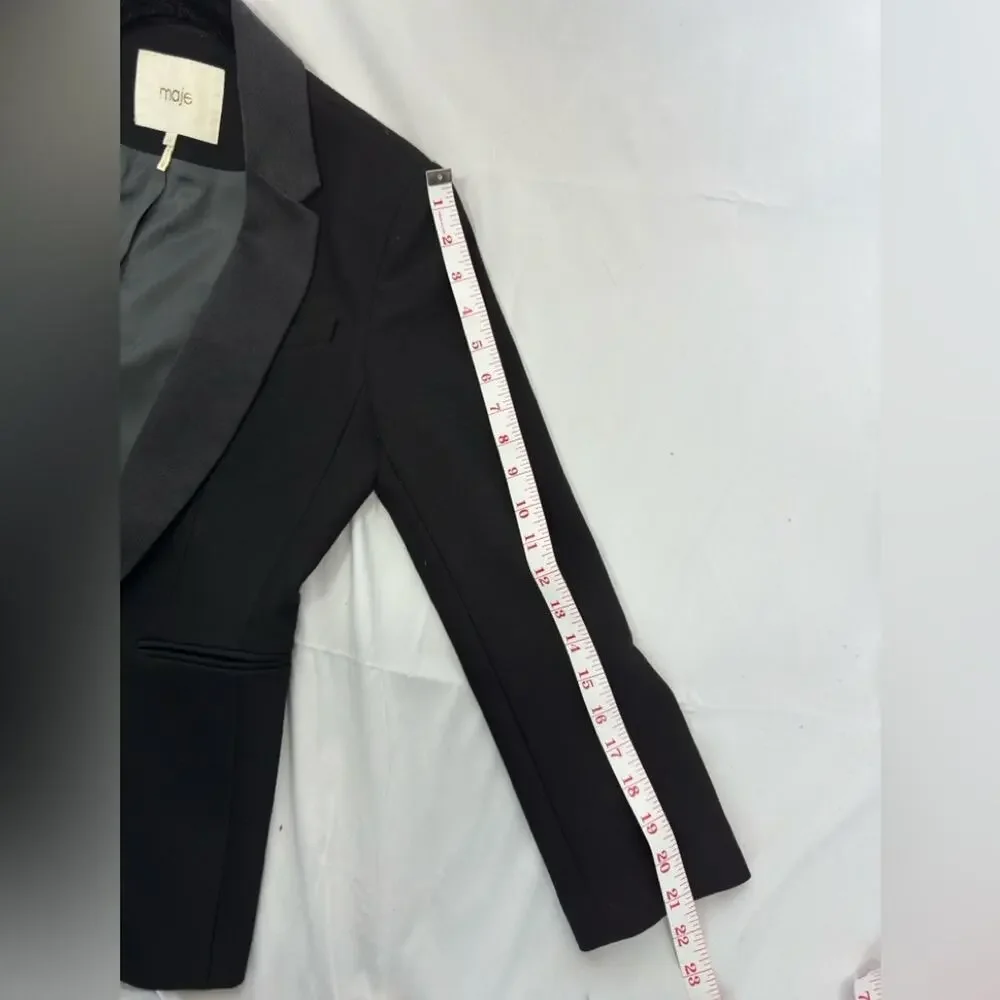Maje Black & Denim Like Collar Blazer Size 38/M